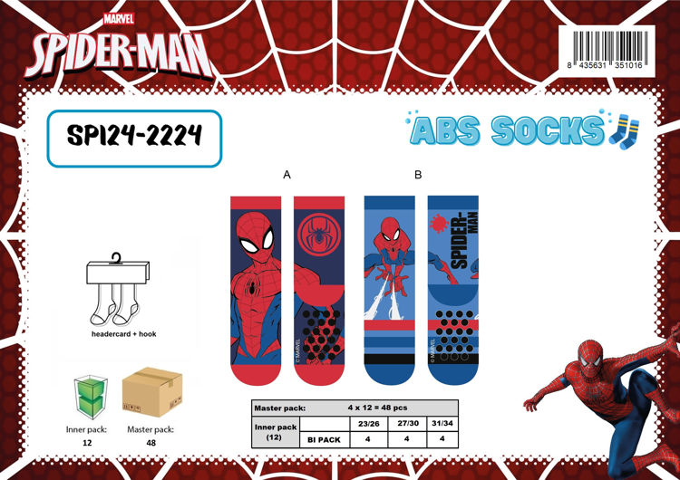 Picture of SPI242224 BOYS PACK OF 2 SPIDERMAN SOCKS WITH GRIPPERS